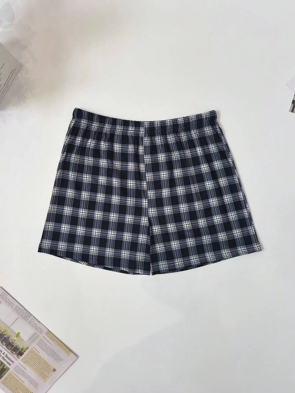 4 Pcs Men's Casual Plaid Boxer Shorts Loose Breathable Elastic Waist Summer