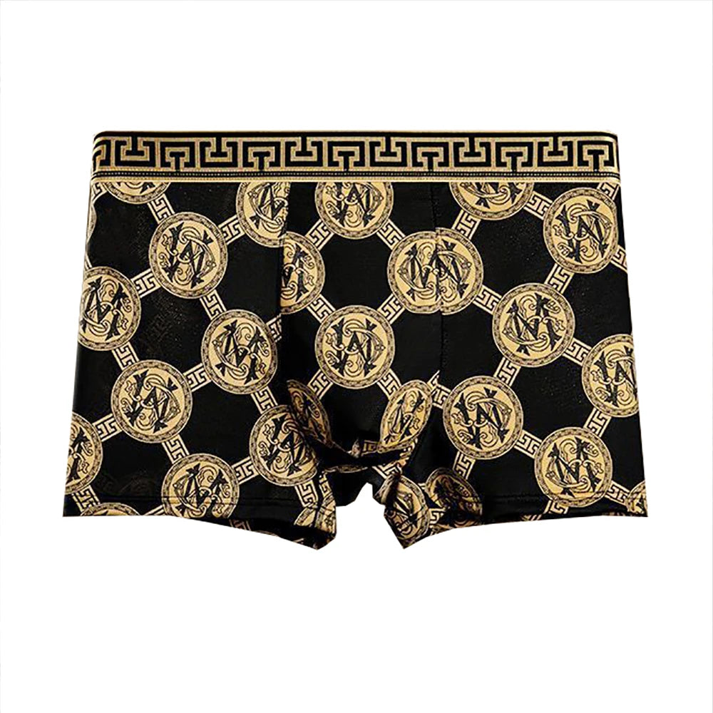 4pcs/set Men's Underwear New Style Boxer Shorts Comfortable Breathable Print Men Underpant Sexy Boys Thin Flat Corner Panties