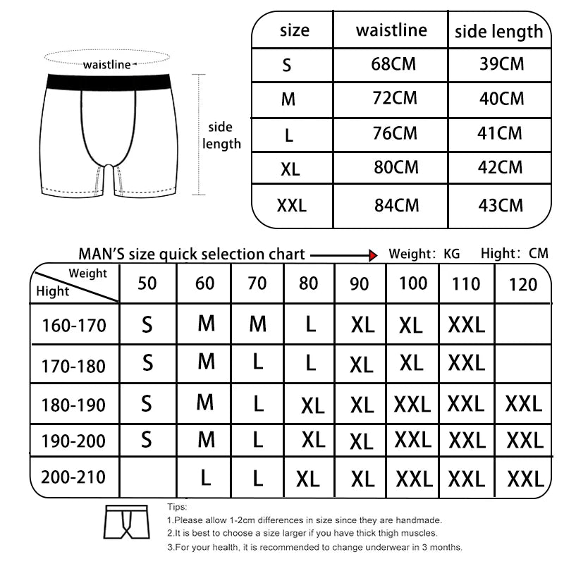 5Pcs Sexy Men Underwear Boxers Breathable Mens Boxershorts Men's Panties Underpants Plus Size Print Man Boxers Briefs Trunks